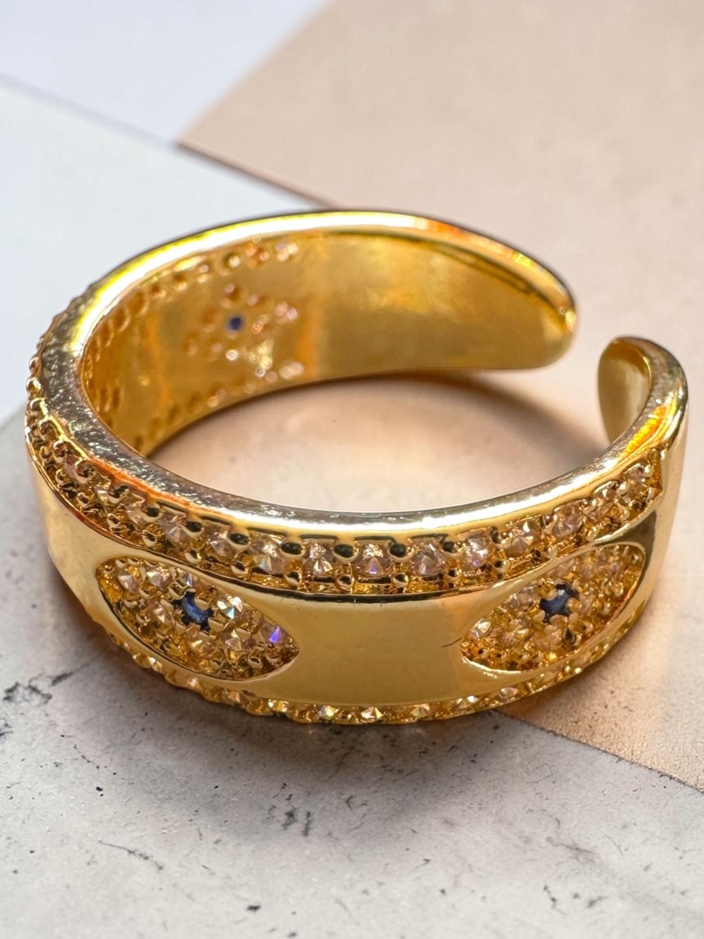 🍄5/$20. Evil Eye Gold-Plated Band Ring. New. - Picture 7 of 7